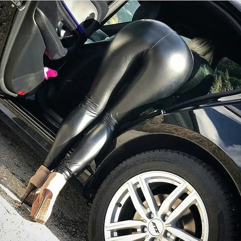 Obsidian Phoenix Black PU Leather Leggings