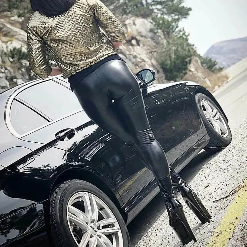 Obsidian Phoenix Black PU Leather Leggings