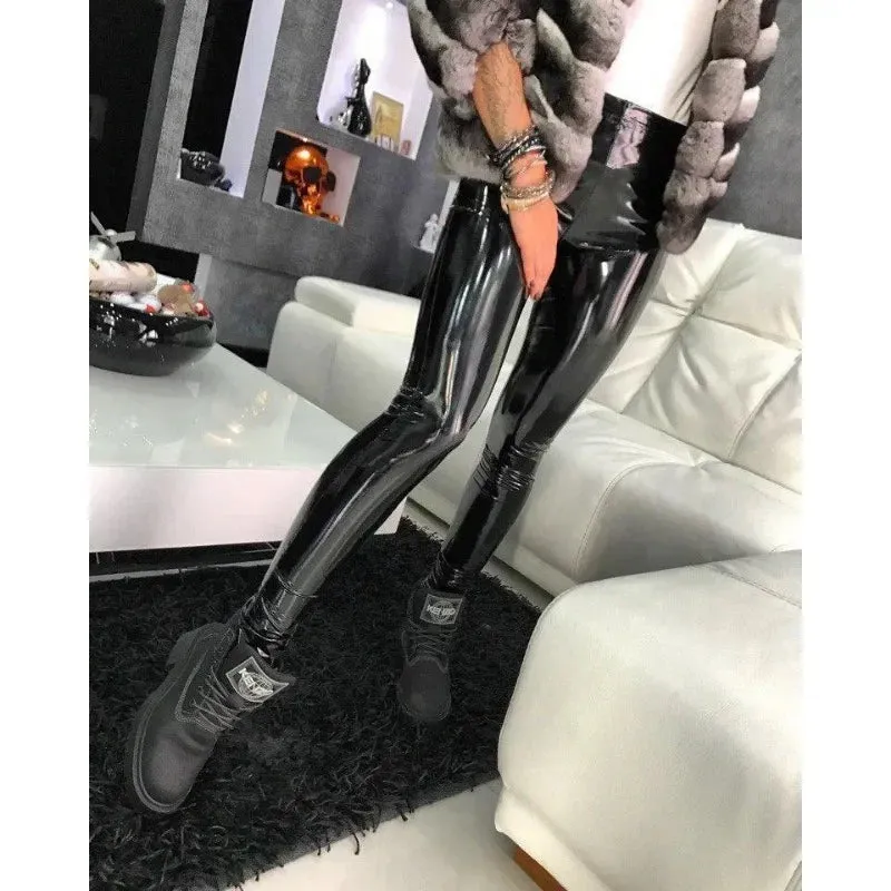 Obsidian Phoenix Black PU Leather Leggings