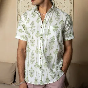 Off White Floral Half Sleeve Printed shirt