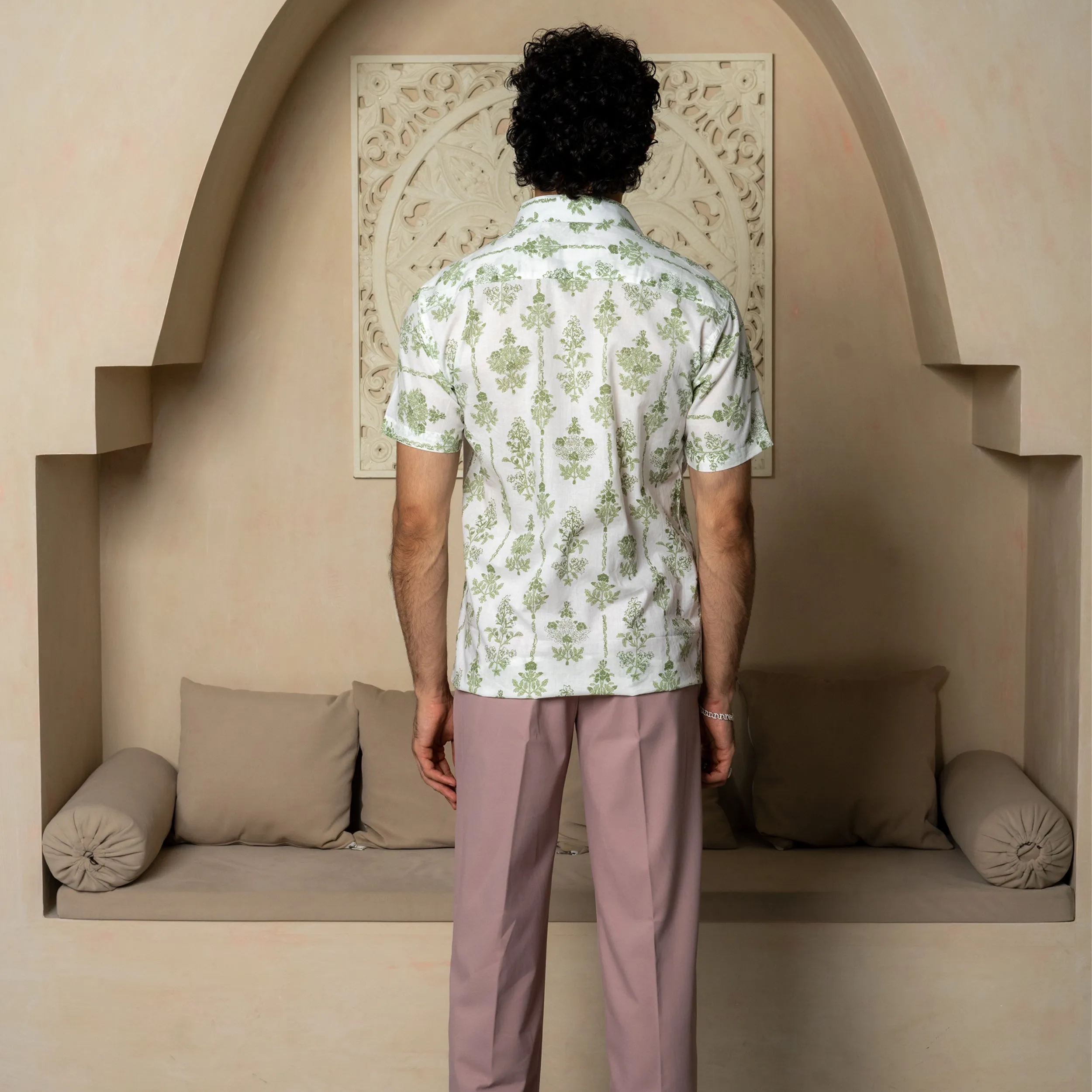 Off White Floral Half Sleeve Printed shirt