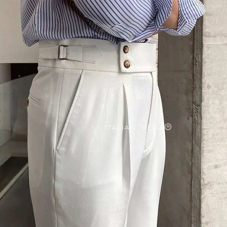 Old Money Black Shirt with White Signature Buttoned Gurkha Pant by ITALIAN VEGA®
