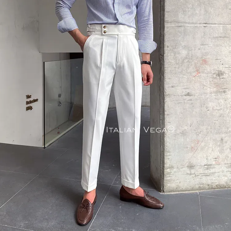 Old Money Black Shirt with White Signature Buttoned Gurkha Pant by ITALIAN VEGA®