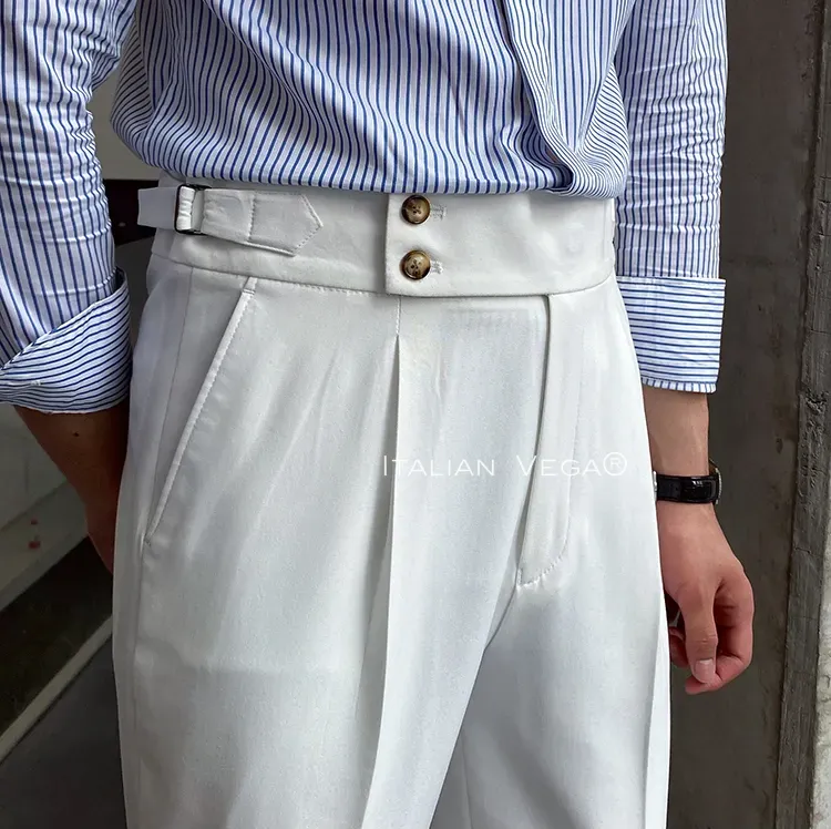 Old Money Black Shirt with White Signature Buttoned Gurkha Pant by ITALIAN VEGA®