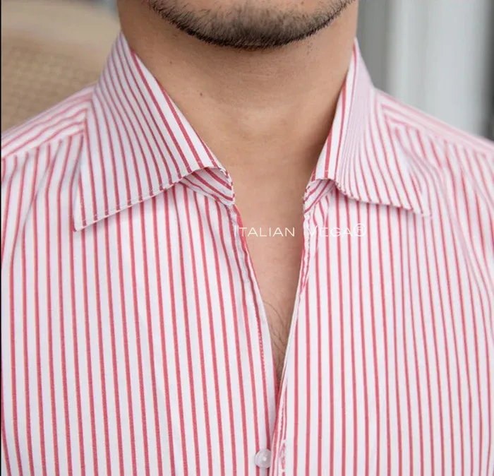 Old Money Crepe Stripe Shirt with Space Blue Veteran Denim Gurkha Pant by ITALIAN VEGA®