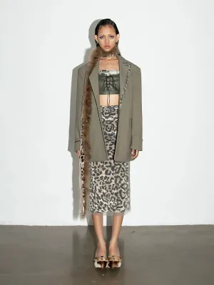 Olive Leopard Accent Blazer