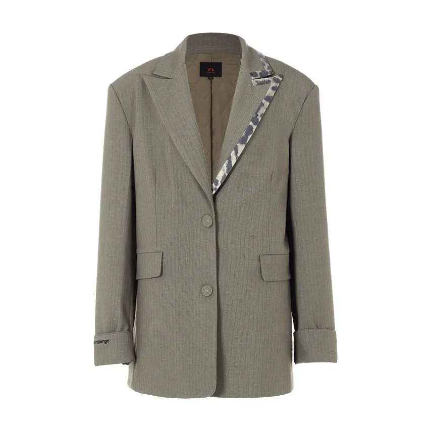 Olive Leopard Accent Blazer