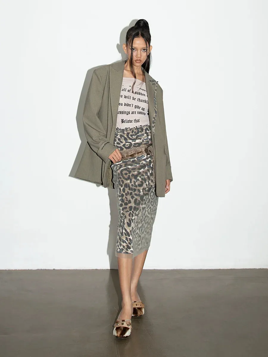 Olive Leopard Accent Blazer