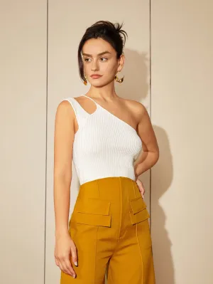 One Shoulder Cutout Knit Top
