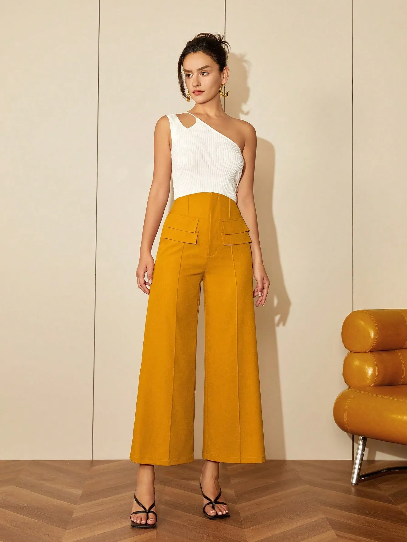 One Shoulder Cutout Knit Top