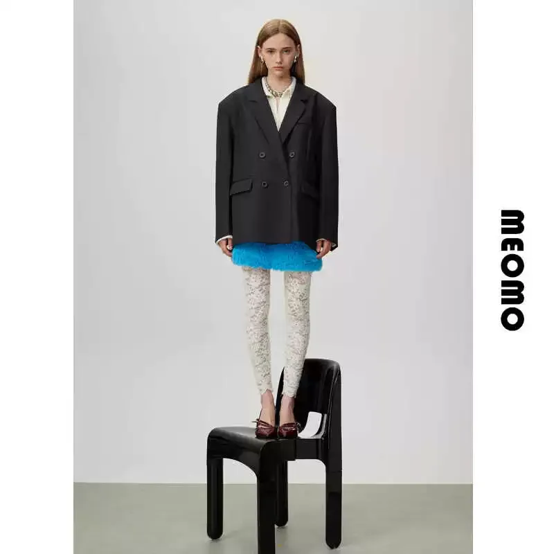 Oversized Double-Breasted Black Blazer