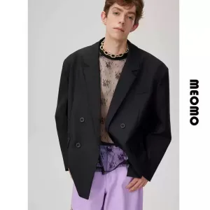 Oversized Double-Breasted Black Blazer