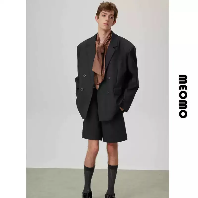 Oversized Double-Breasted Black Blazer