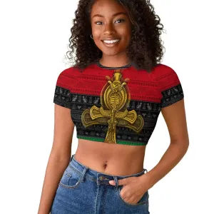 Pan African Ankh Raglan Cropped T shirt DT02