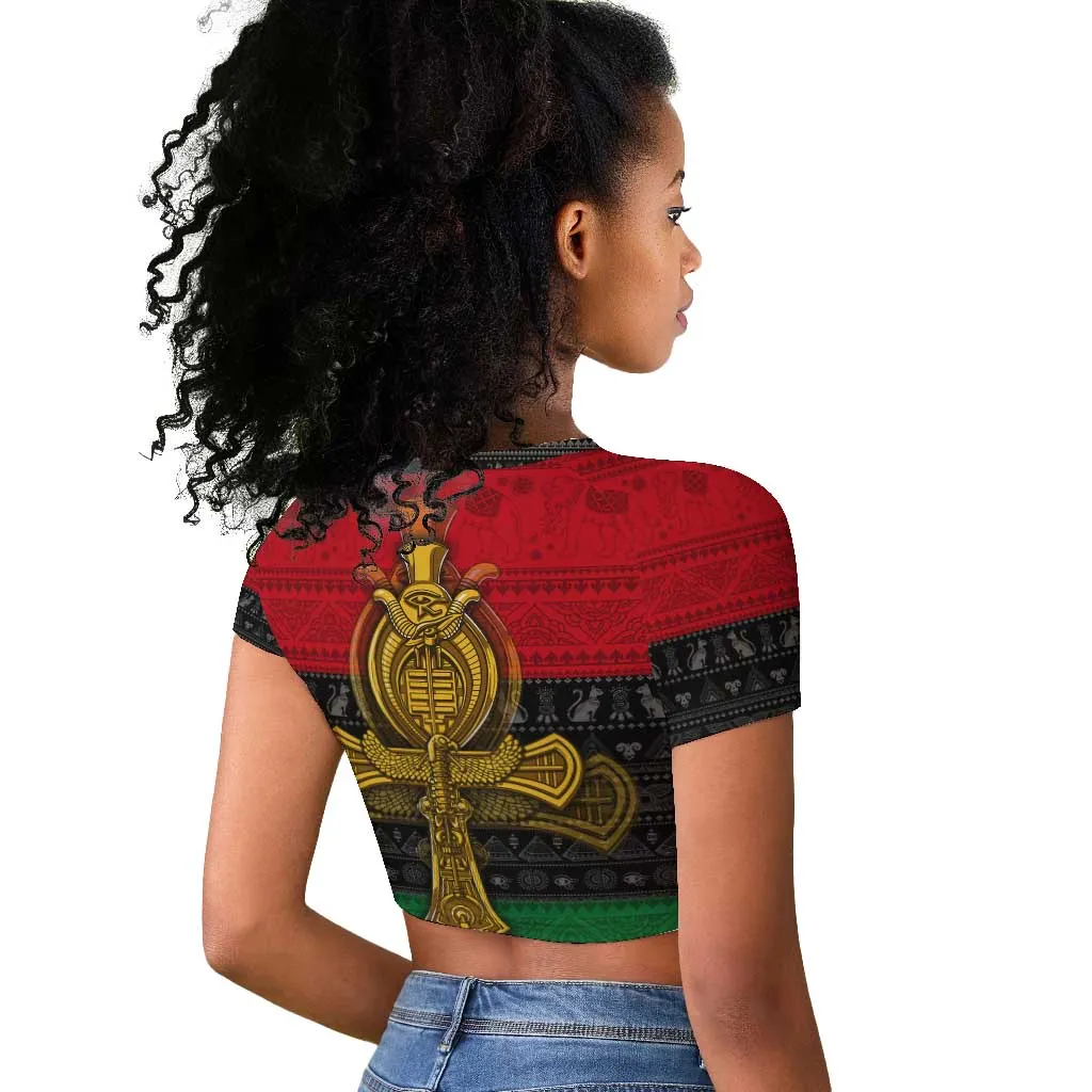 Pan African Ankh Raglan Cropped T shirt DT02