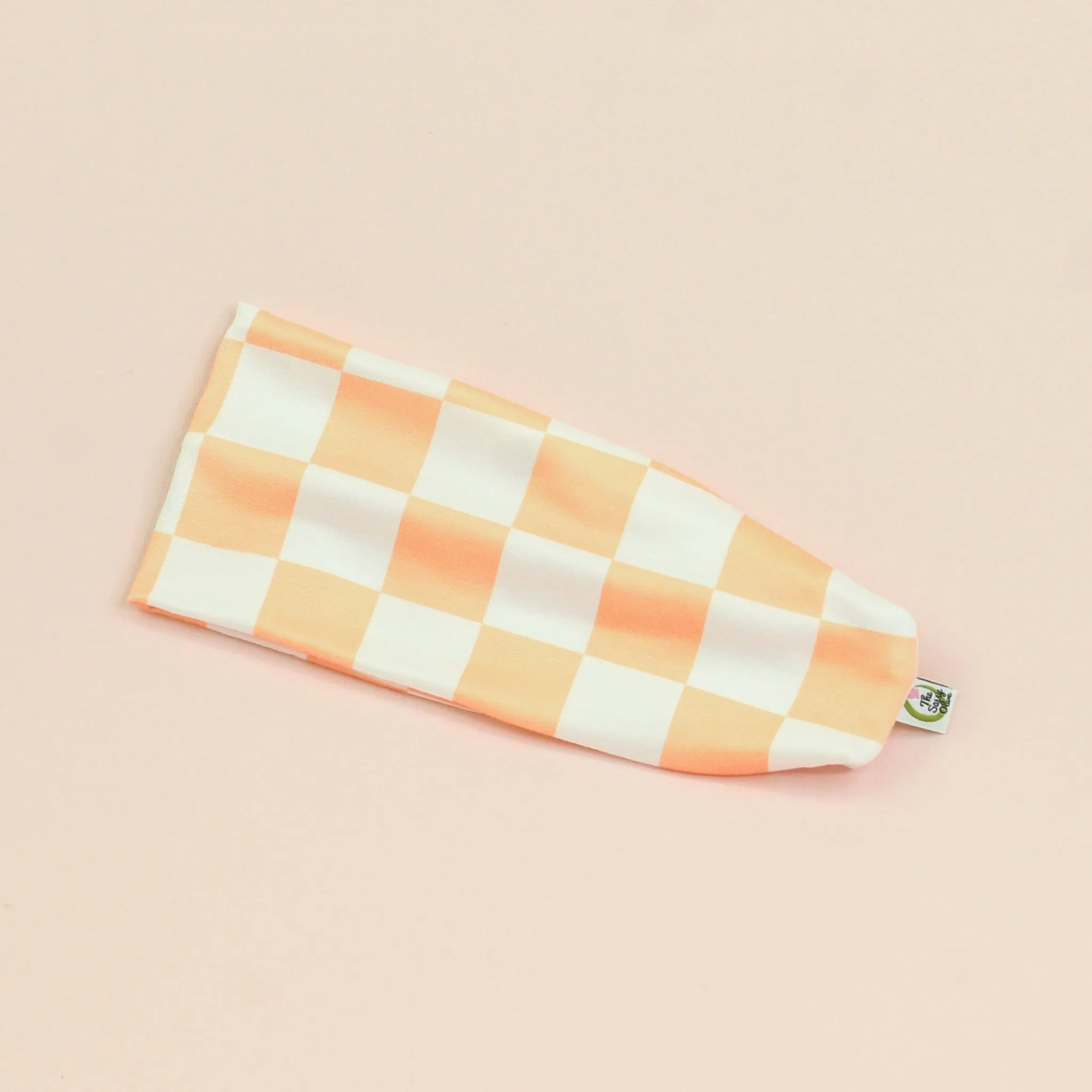 Peach Fuzz Checker Stretch Headband