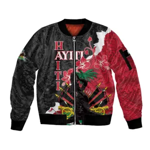 Personalised Afro Ayiti Neg Marron Sleeve Zip Bomber Jacket Dashiki Mix Polynesian Pattern LT01