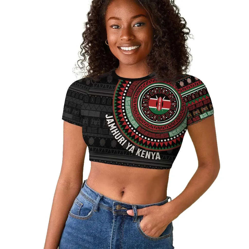 Personalised Kenya African Tribal Pattern Raglan Cropped T shirt Chest Arm Tattoo LT15