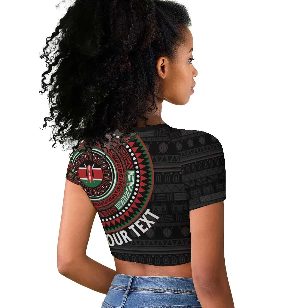 Personalised Kenya African Tribal Pattern Raglan Cropped T shirt Chest Arm Tattoo LT15