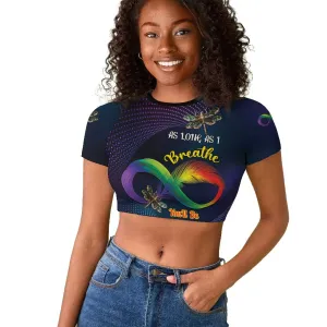 Personalized As Long As I Breathe You'll Be Remembered Raglan Cropped T shirt Luxury Dragonfly - Feather Infinity LT01