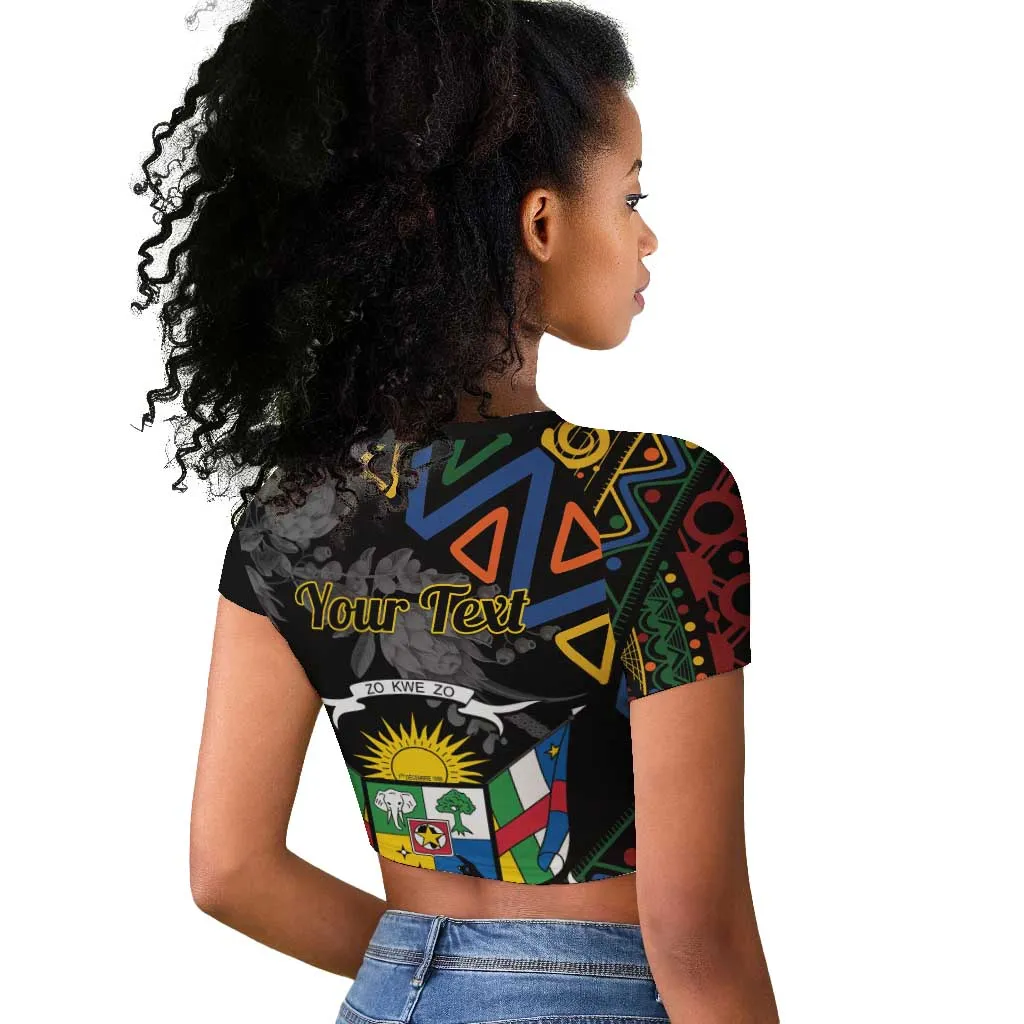 Personalized Central African Republic Raglan Cropped T shirt Protea - African Pattern LT01