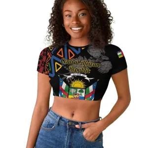 Personalized Central African Republic Raglan Cropped T shirt Protea - African Pattern LT01