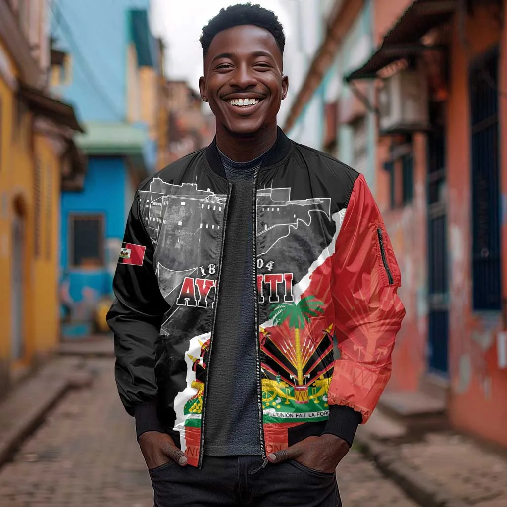 Personalized Haiti First Black Republic 1804 Sleeve Zip Bomber Jacket Ayiti Citadel Laferriere LT7