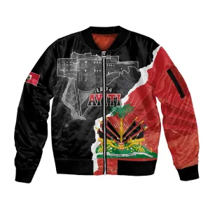 Personalized Haiti First Black Republic 1804 Sleeve Zip Bomber Jacket Ayiti Citadel Laferriere LT7