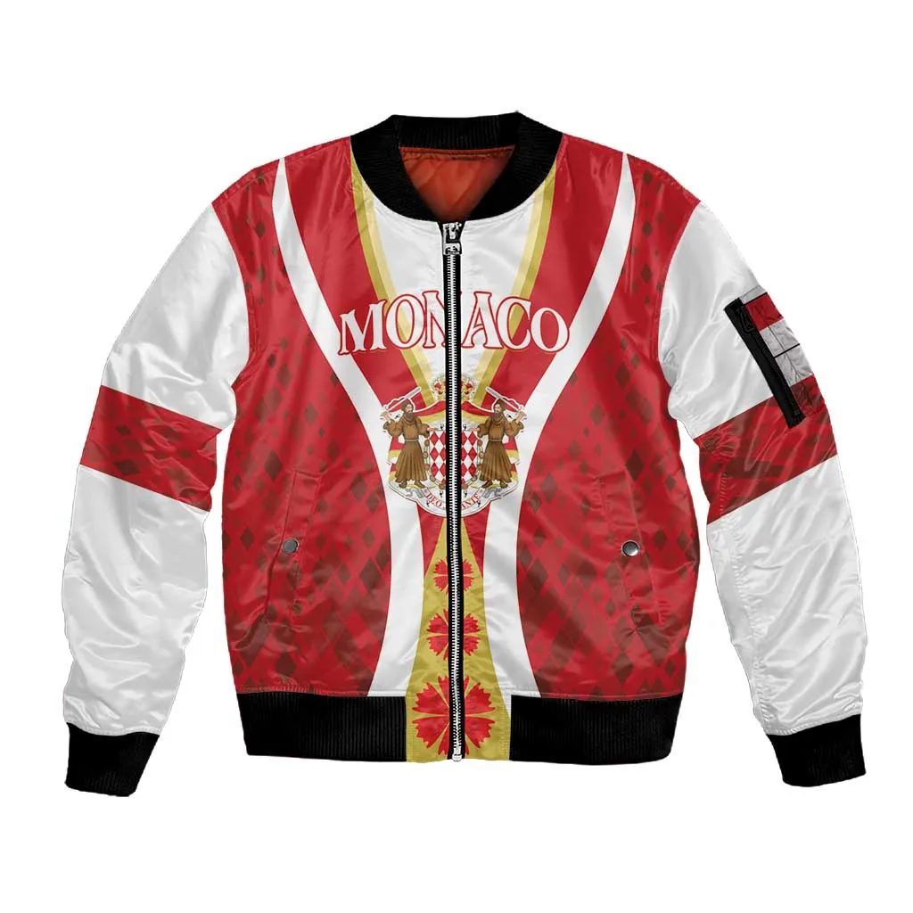 Personalized Monaco Sleeve Zip Bomber Jacket Deo Juvante Sporty Style LT01