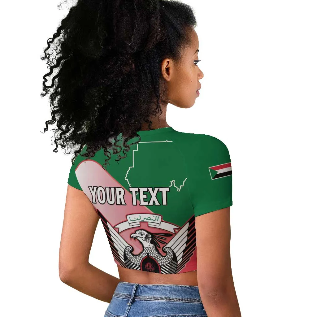 Personalized Sudan Raglan Cropped T shirt Coat Of Arms Flag Style LT15