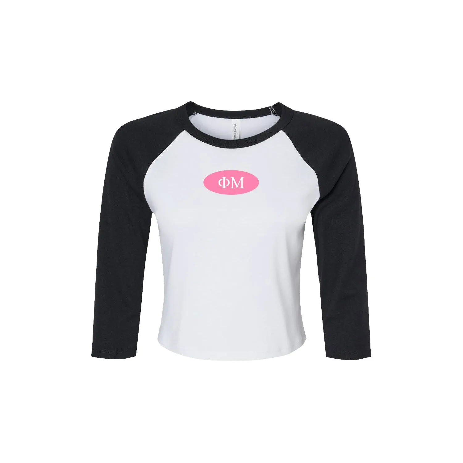 Phi Mu Sorority Raglan Baby Tee - Cropped Shirt