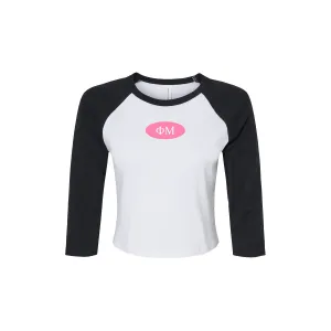 Phi Mu Sorority Raglan Baby Tee - Cropped Shirt