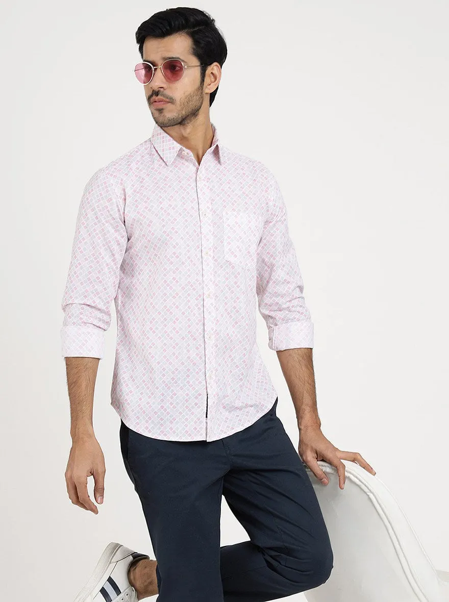 Pink Printed Slim Fit Casual Shirt | JadeBlue