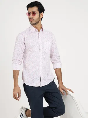 Pink Printed Slim Fit Casual Shirt | JadeBlue
