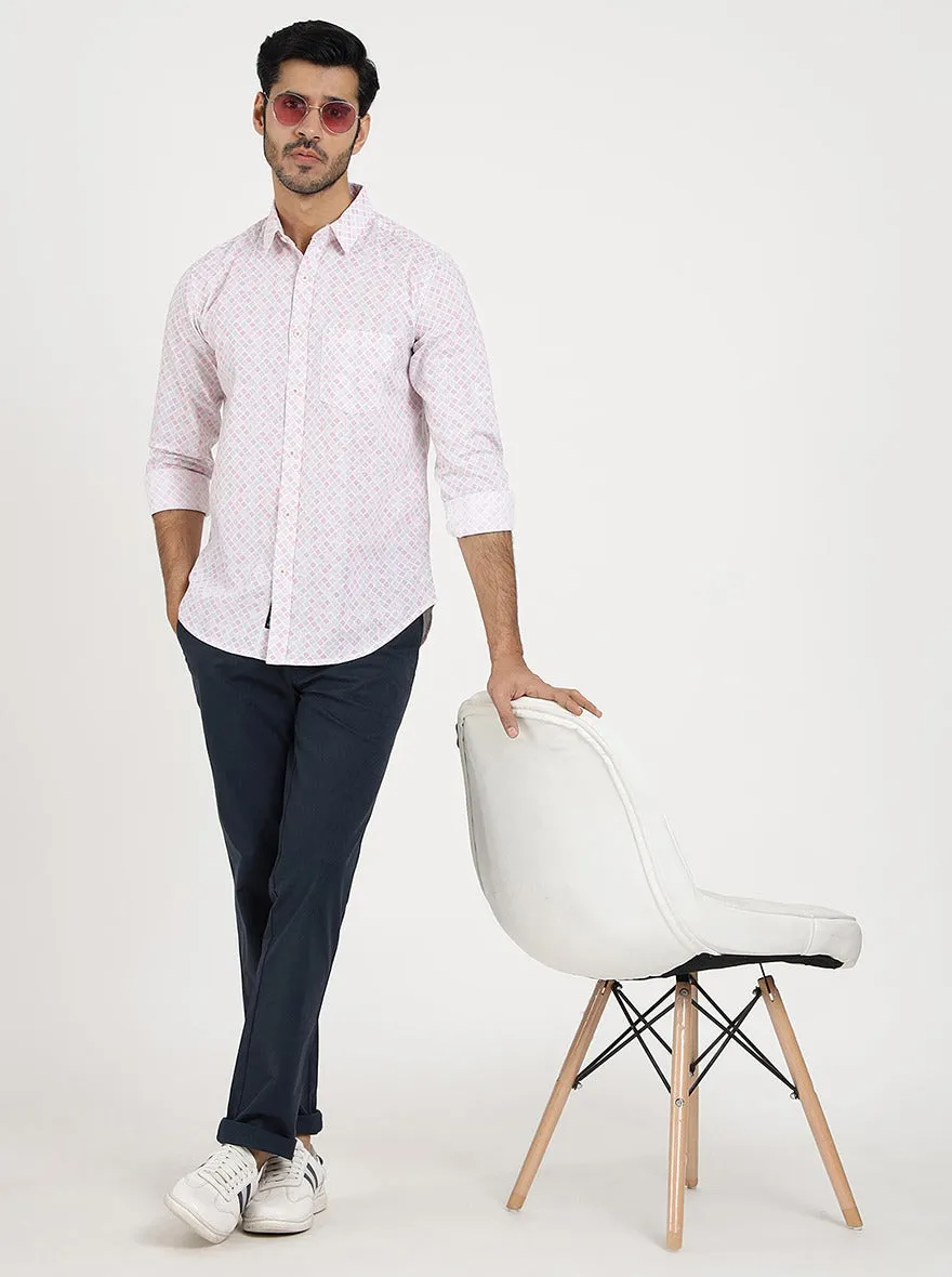 Pink Printed Slim Fit Casual Shirt | JadeBlue