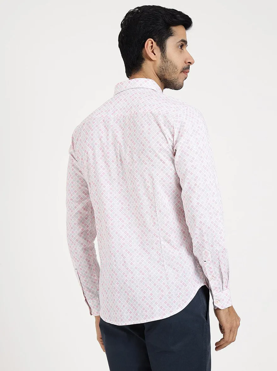 Pink Printed Slim Fit Casual Shirt | JadeBlue