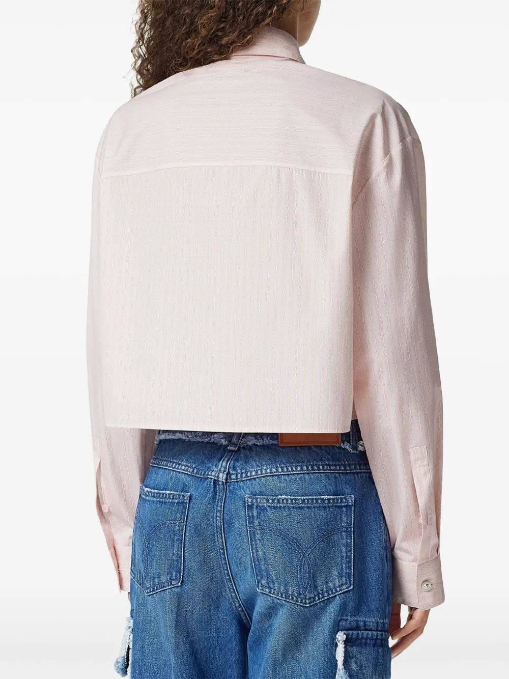 Pinstripe chain cropped shirt