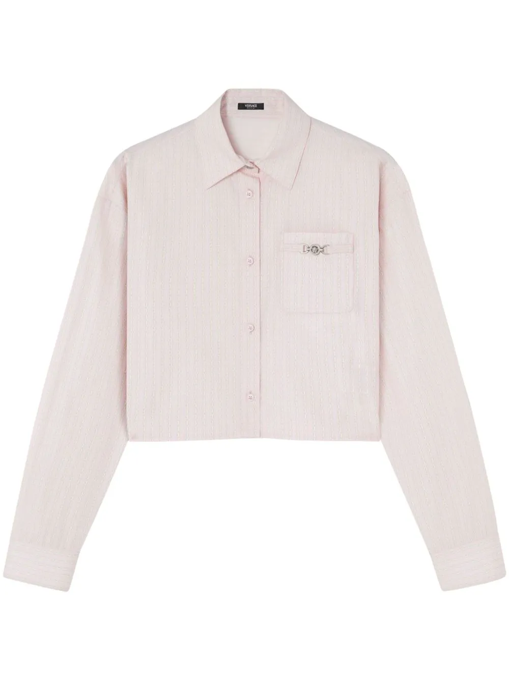 Pinstripe chain cropped shirt