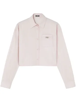 Pinstripe chain cropped shirt