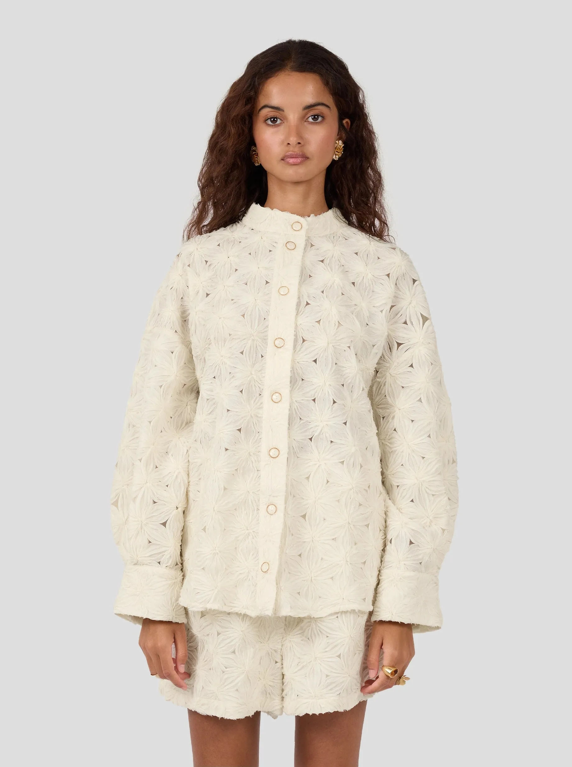 Pixie Shirt In Fragmented Enameled Lace
