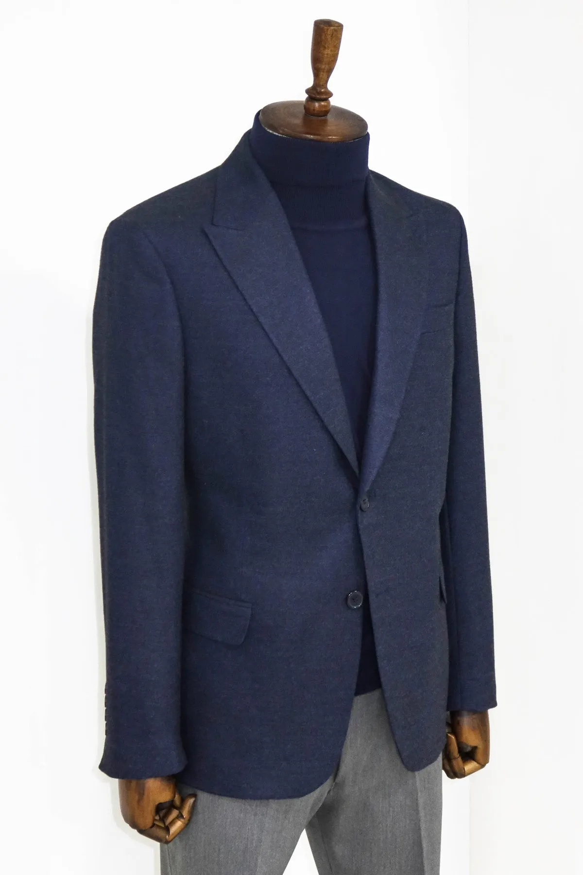 Plain Slim Fit Sport Navy Blue Men Blazer - Wessi