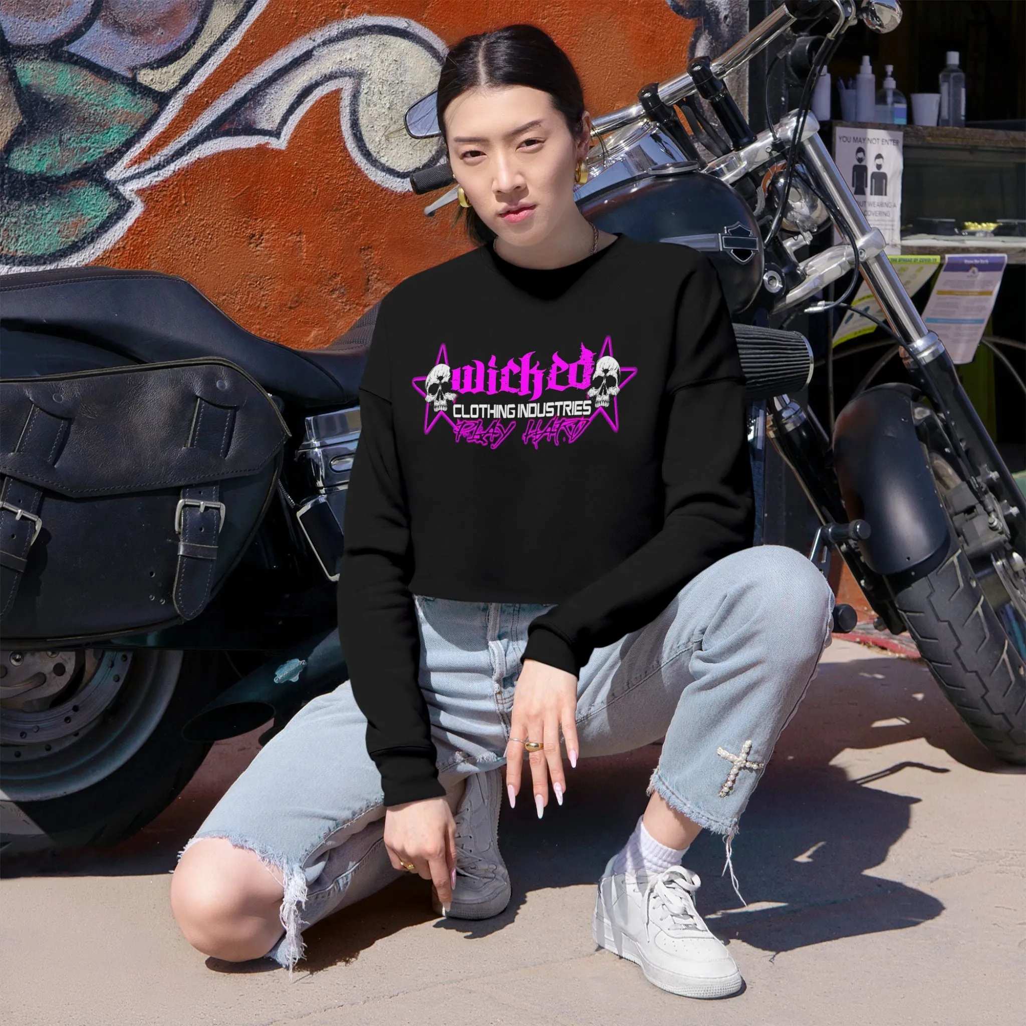 Play Hard / Hot Pink/ WCI Women's Cropped Sweatshirt