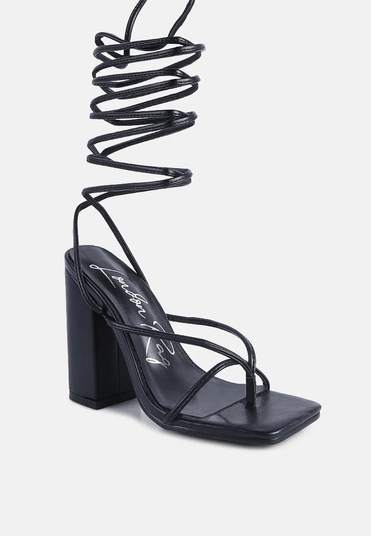 Pole Dance Lace Up Block Heel Sandals By Ruw