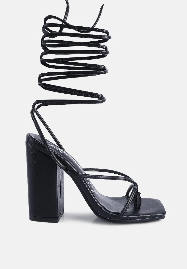 Pole Dance Lace Up Block Heel Sandals By Ruw