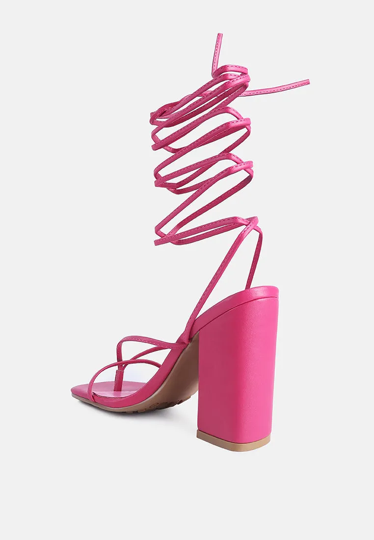 Pole Dance Lace Up Block Heel Sandals By Ruw