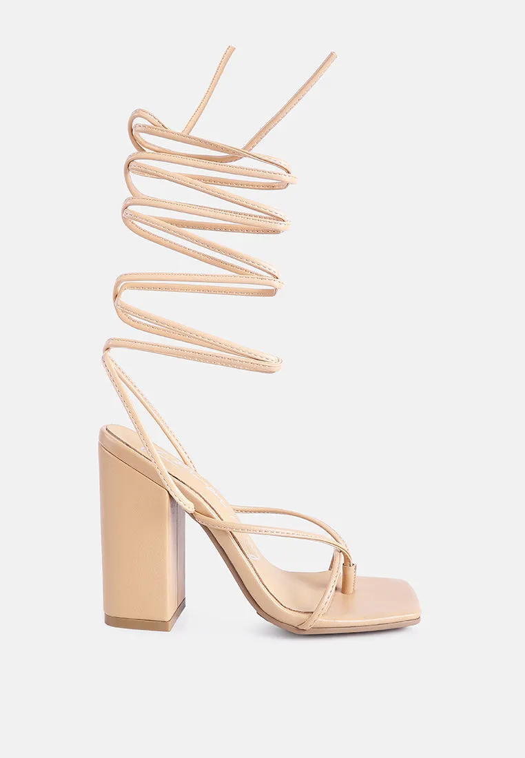 Pole Dance Lace Up Block Heel Sandals By Ruw