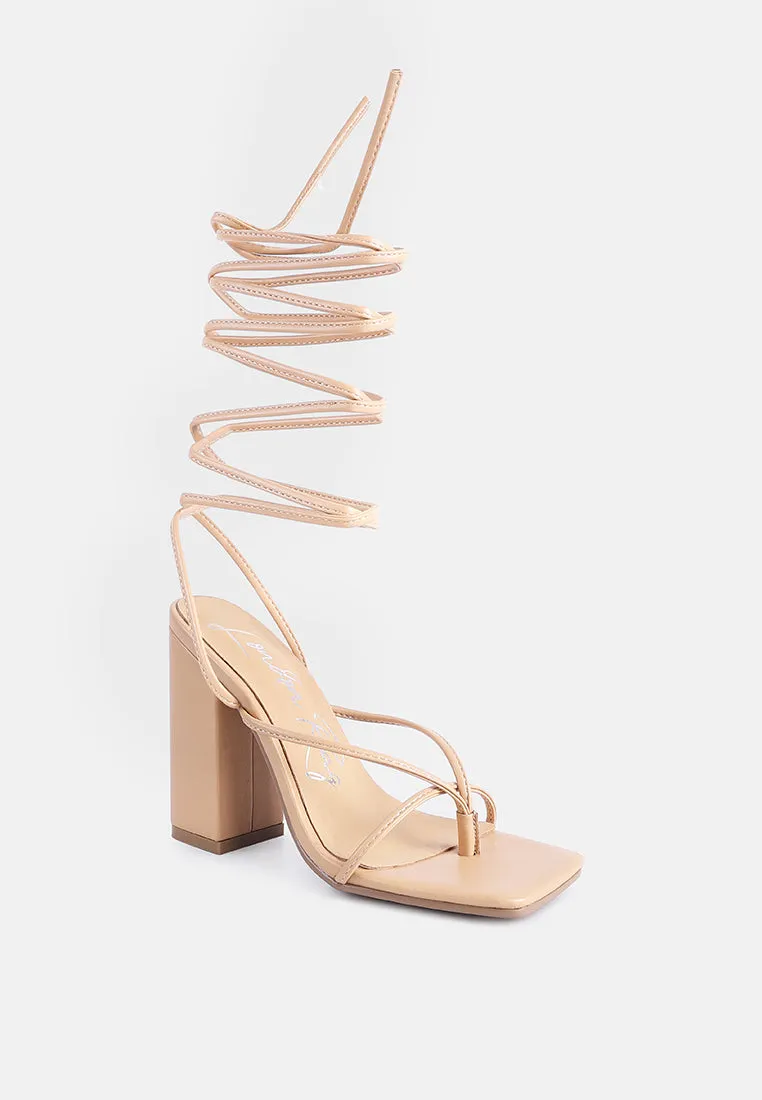 Pole Dance Lace Up Block Heel Sandals By Ruw