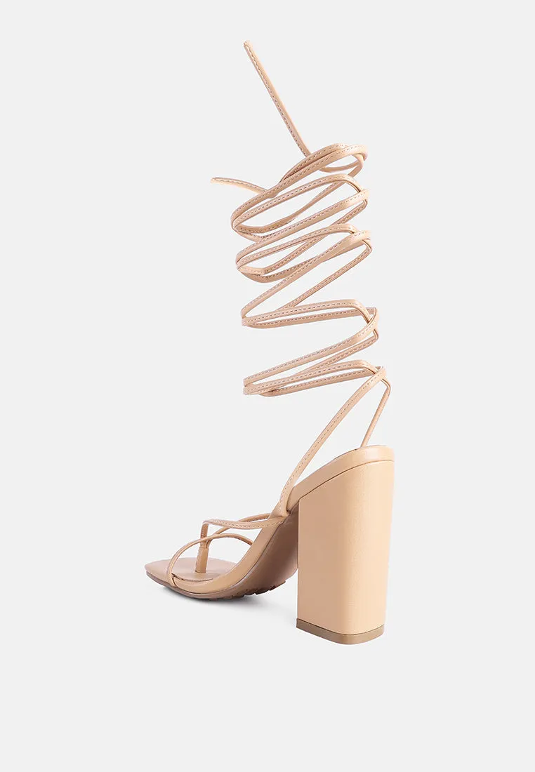 Pole Dance Lace Up Block Heel Sandals By Ruw