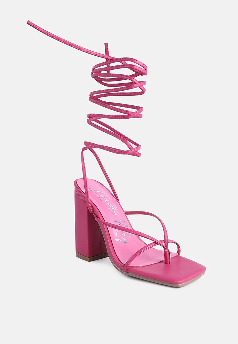 Pole Dance Lace Up Block Heel Sandals By Ruw