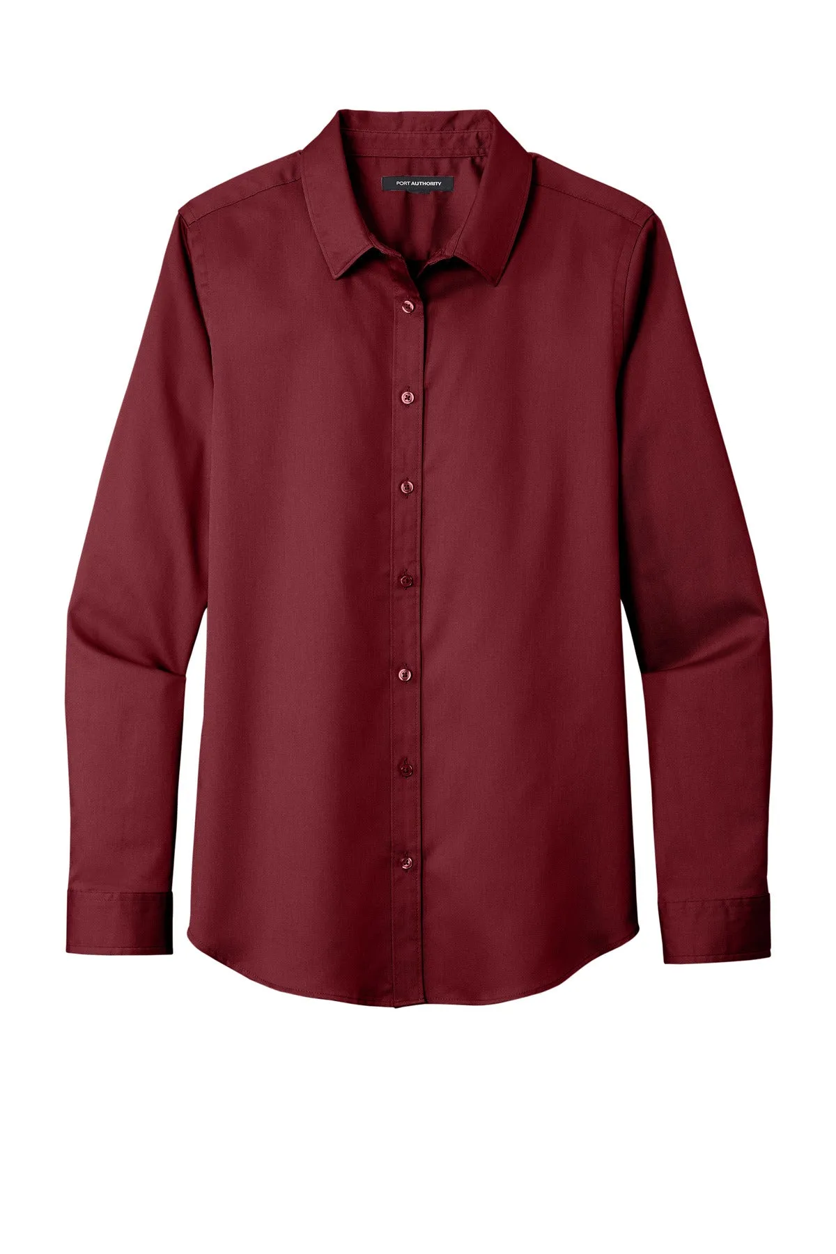Port Authority Women's Long Sleeve SuperPro ReactTwill Shirt. LW808 Burgundy